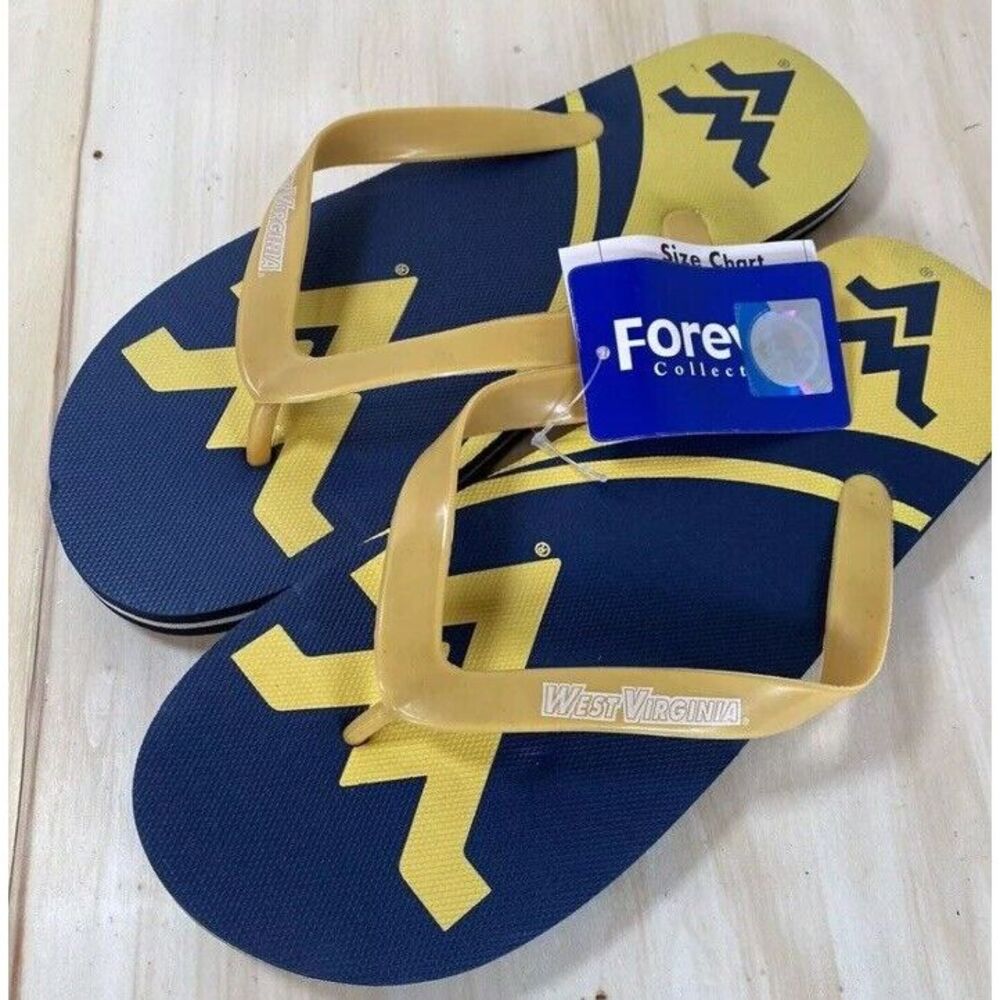 West Virginia Mountaineers NCAA‎ College Flip Flops New Size Womens Small (7-8)